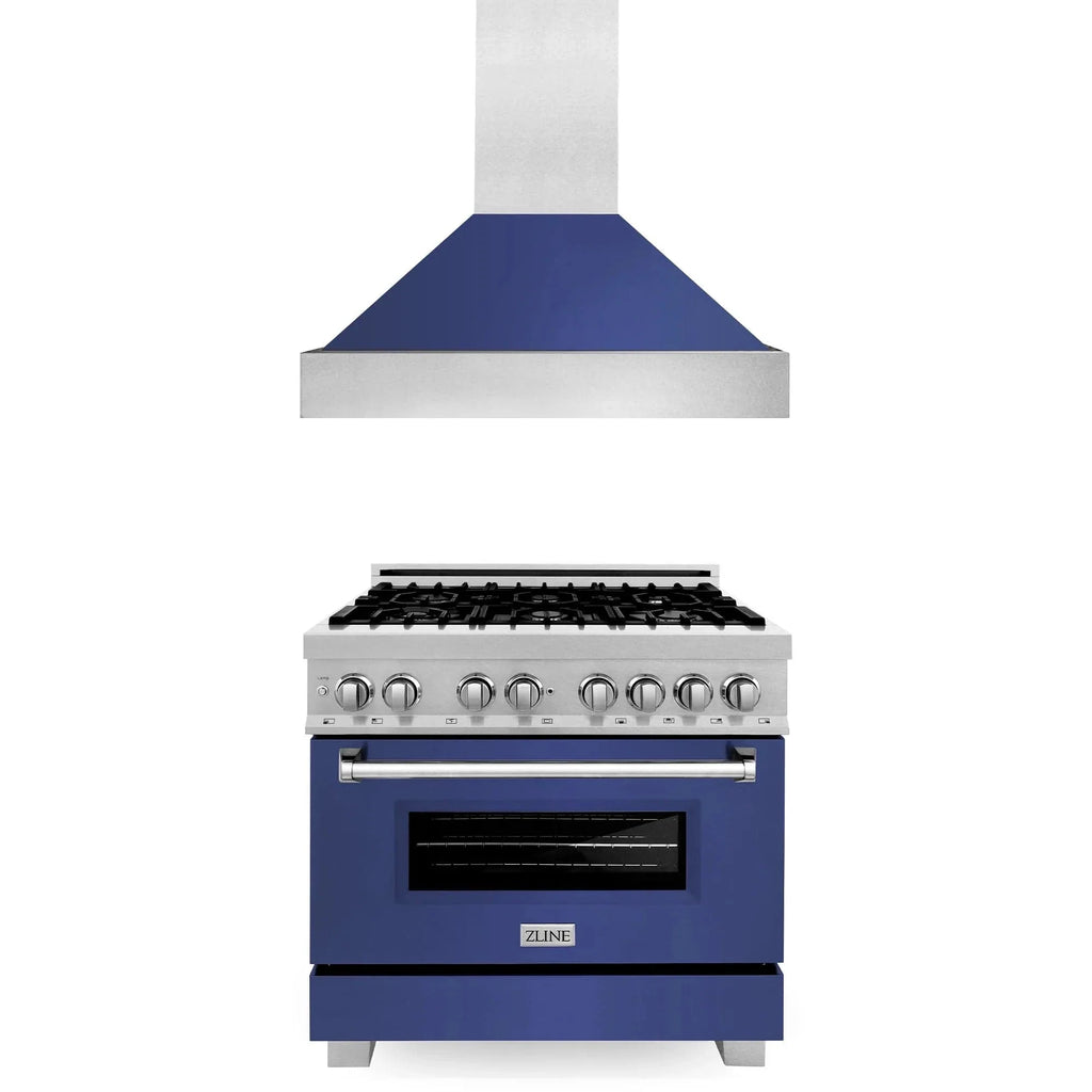 ZLINE 36" Bundle Range RAS-BM-36 & Range Hood 8654BM-36, 2KP-RASBMRH36