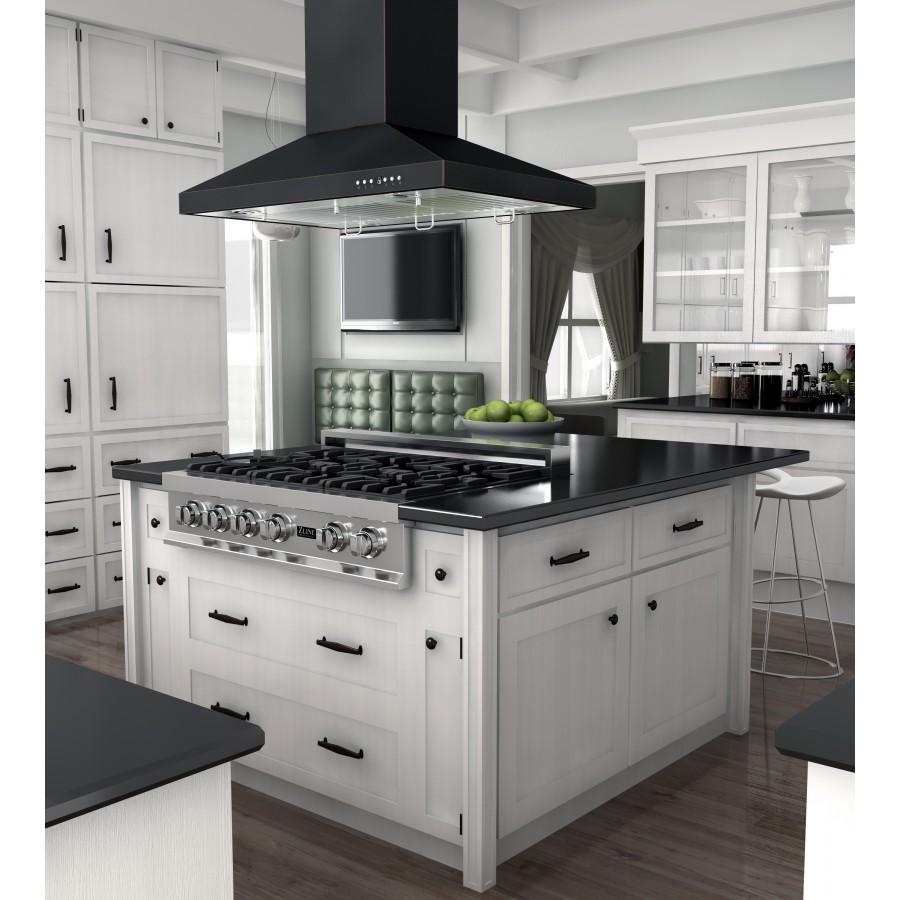 ZLINE 36" Designer Series Oil-Rubbed Bronze Island Range Hood, 8KL3iB-36