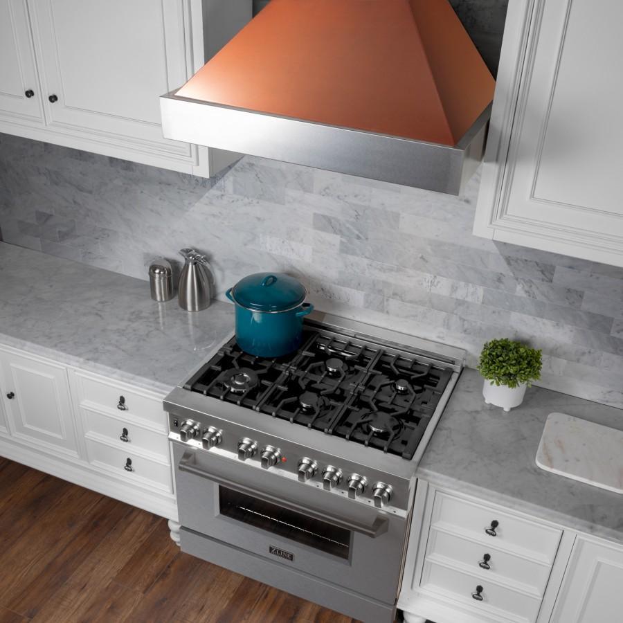 ZLINE 36" DuraSnow® Stainless Steel Range Hood with Copper Shell, 8654C-36