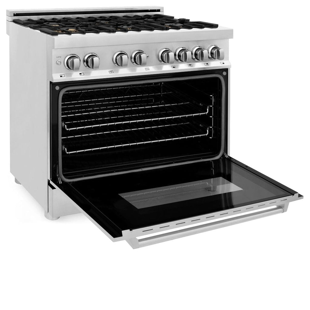 ZLINE 36" Gas Burner/Electric Oven Range, Brass Burners, RA-BR-36