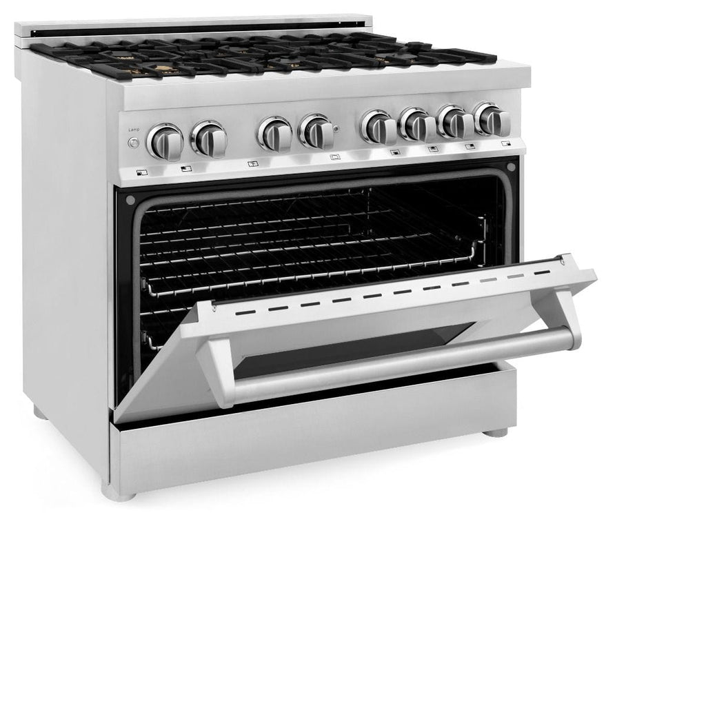 ZLINE 36" Gas Burner/Electric Oven Range, Brass Burners, RA-BR-36