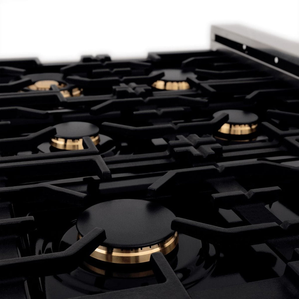 ZLINE 36" Gas Burner/Electric Oven Range, Brass Burners, RA-BR-36