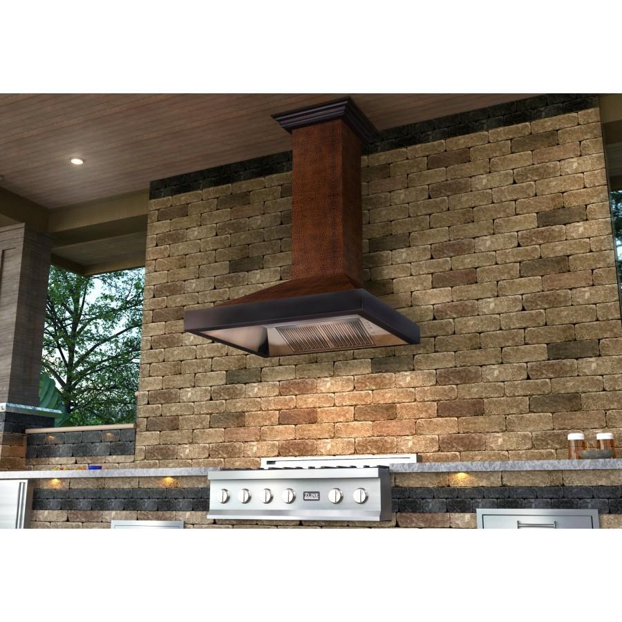 ZLINE 36" Hand-Hammered Copper Finish Wall Range Hood, 655-HBXXX-36