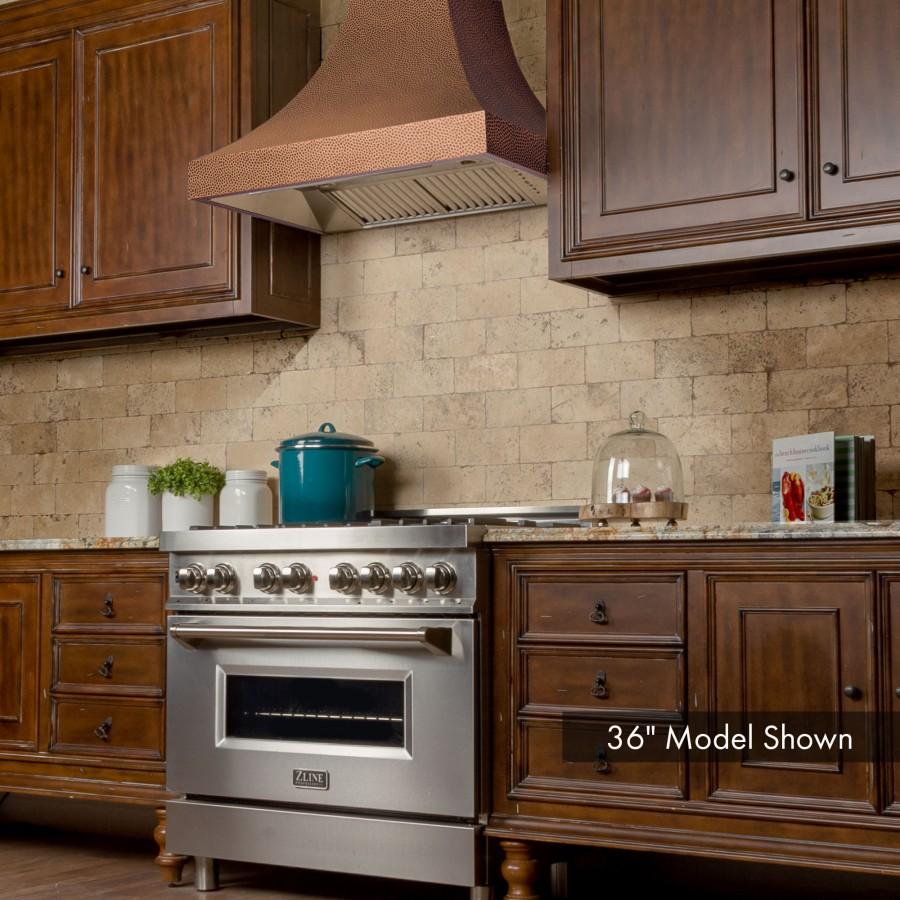 ZLINE 36" Hand-Hammered Copper Finish Wall Range Hood, 8632H-36