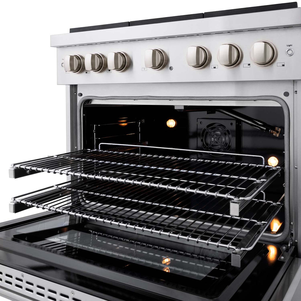ZLINE 36 in. 5.2 cu. ft. 6 Burner Gas Range with Convection Gas Oven in Stainless Steel, SGR36