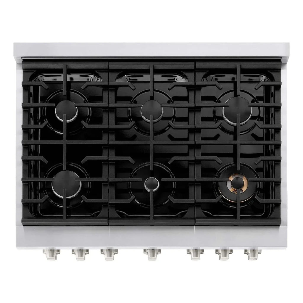 ZLINE 36 in. 5.2 cu. ft. 6 Burner Gas Range with Convection Gas Oven in Stainless Steel, SGR36