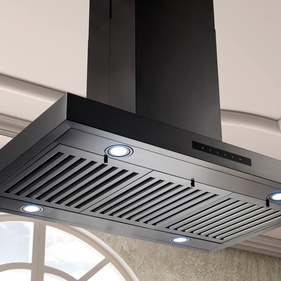 ZLINE 36" Island Mount Range Hood in Black Stainless Steel, BSKE2iN-36