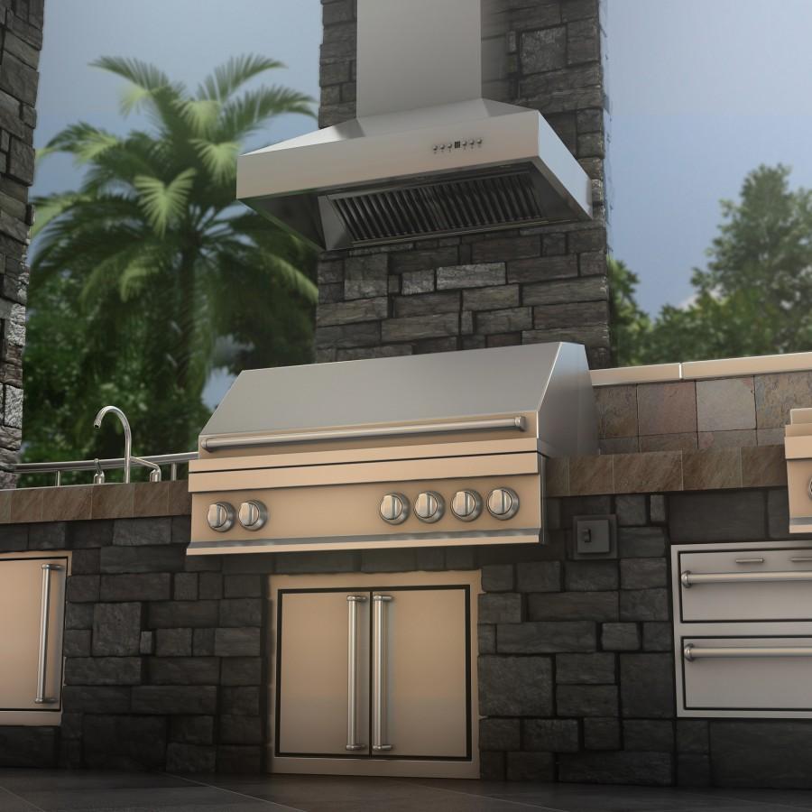 ZLINE 36" Outdoor/Indoor Stainless Steel Wall Range Hood, 667-304-36