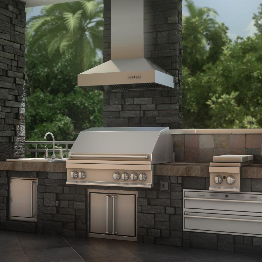 ZLINE 36" Outdoor/Indoor Stainless Steel Wall Range Hood, 667-304-36