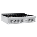 ZLINE 36" Porcelain Rangetop, DuraSnow®, 6 Brass Burners, RTS-BR-36