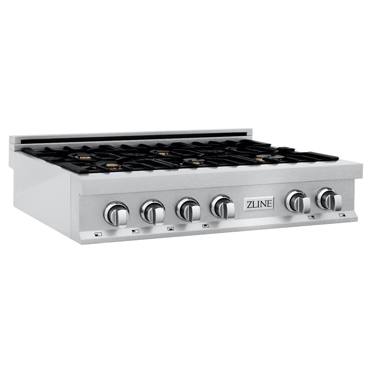 ZLINE 36" Porcelain Rangetop, DuraSnow®, 6 Brass Burners, RTS-BR-36