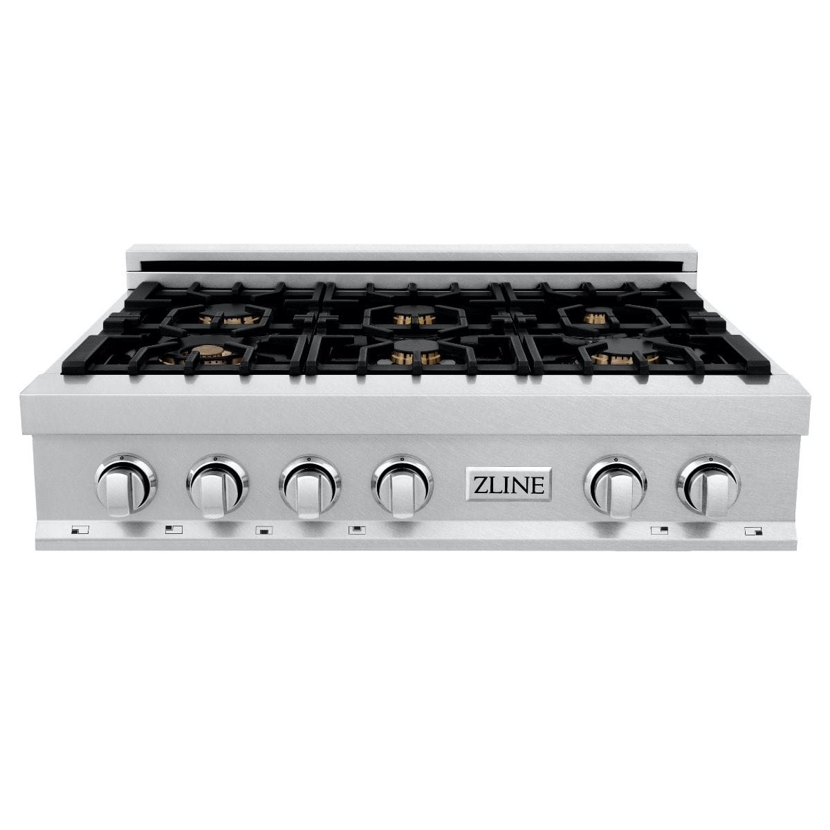 ZLINE 36" Porcelain Rangetop, DuraSnow®, 6 Brass Burners, RTS-BR-36