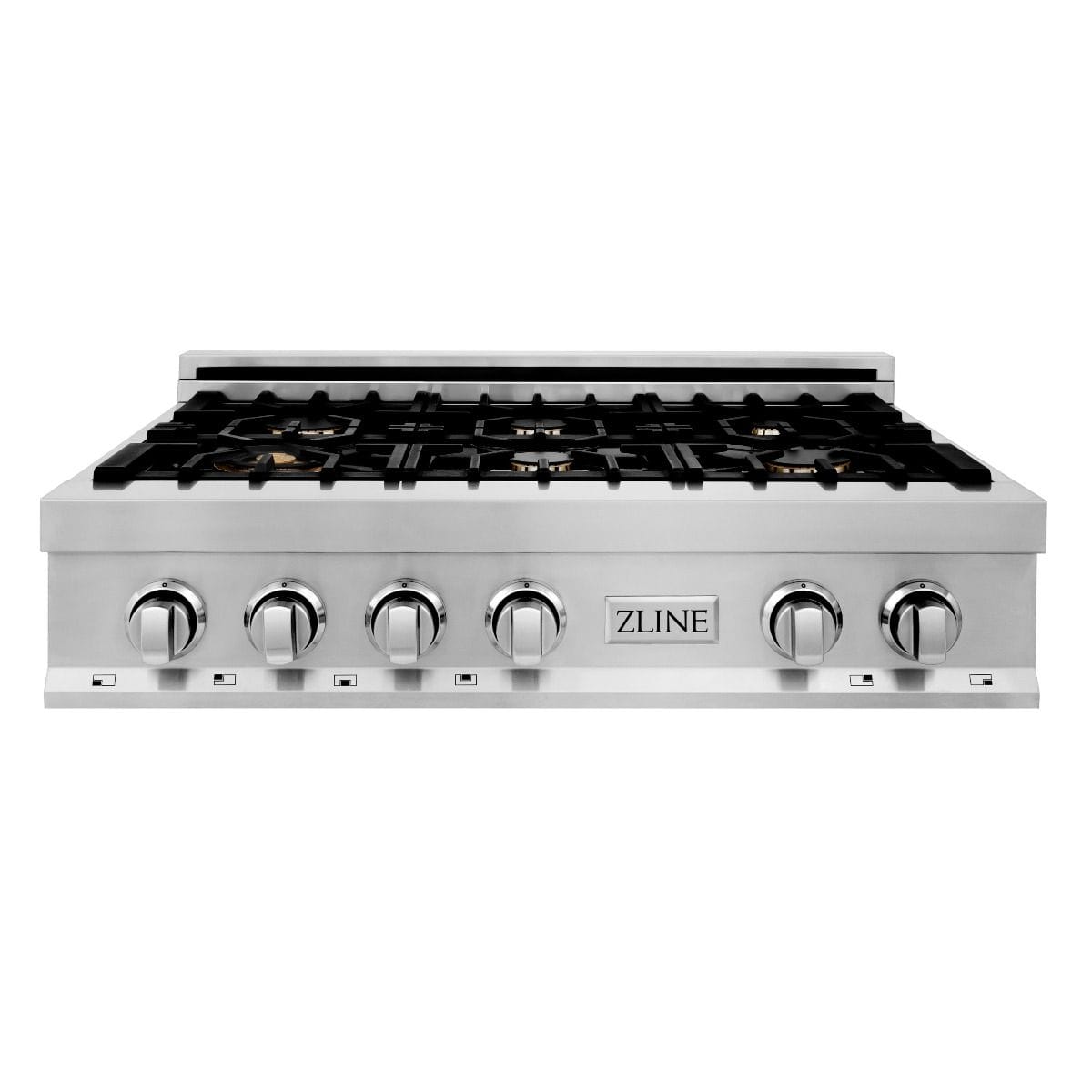 ZLINE 36" Porcelain Rangetop With 6 Gas Brass Burners, RT-BR-36