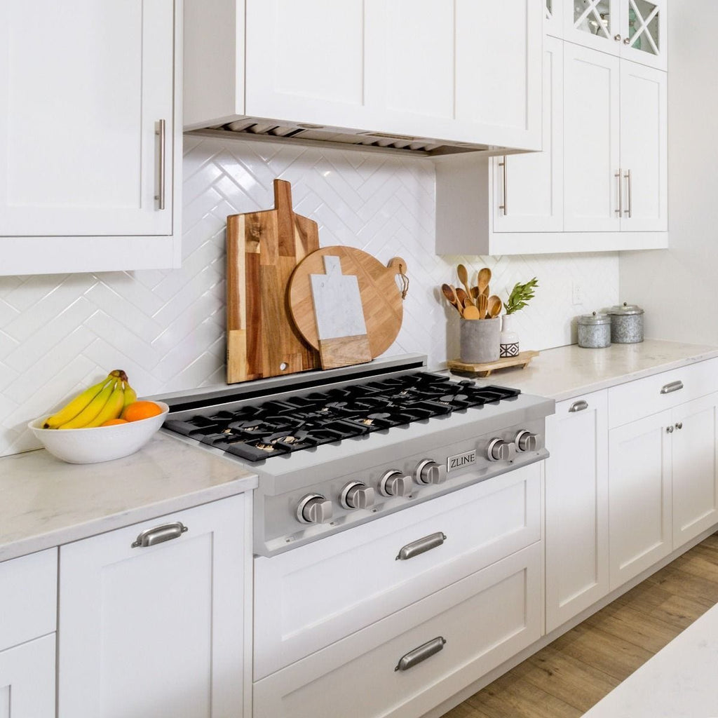 ZLINE 36" Porcelain Rangetop With 6 Gas Brass Burners, RT-BR-36