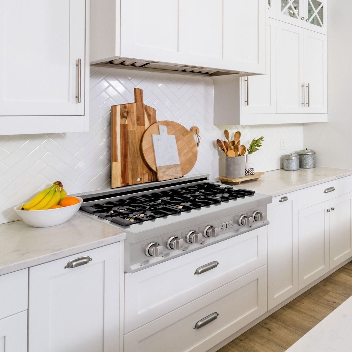 ZLINE 36" Porcelain Rangetop With 6 Gas Brass Burners, RT-BR-36