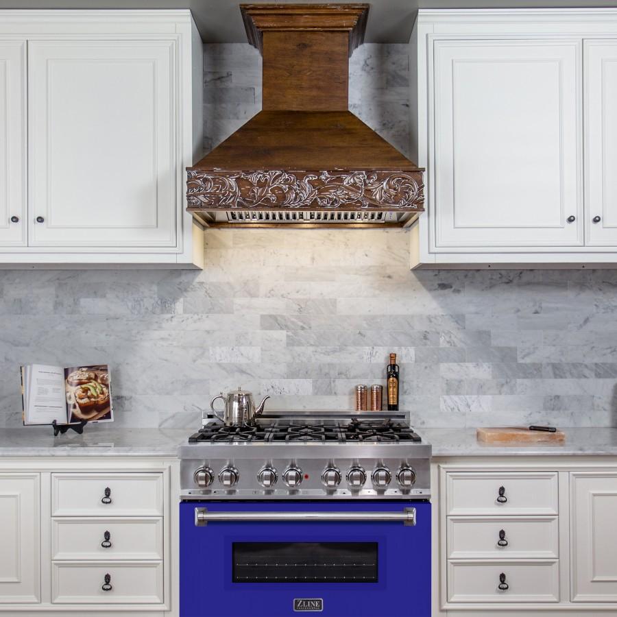 ZLINE 36" Professional Dual Fuel Range, Blue Matte Door, RA-BM-36