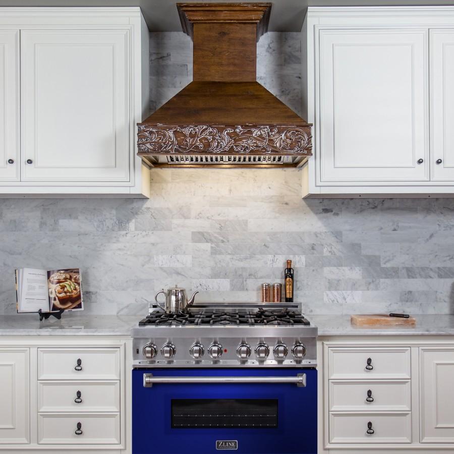 ZLINE 36" Professional Dual Fuel Range with Blue Gloss Door, RA-BG-36