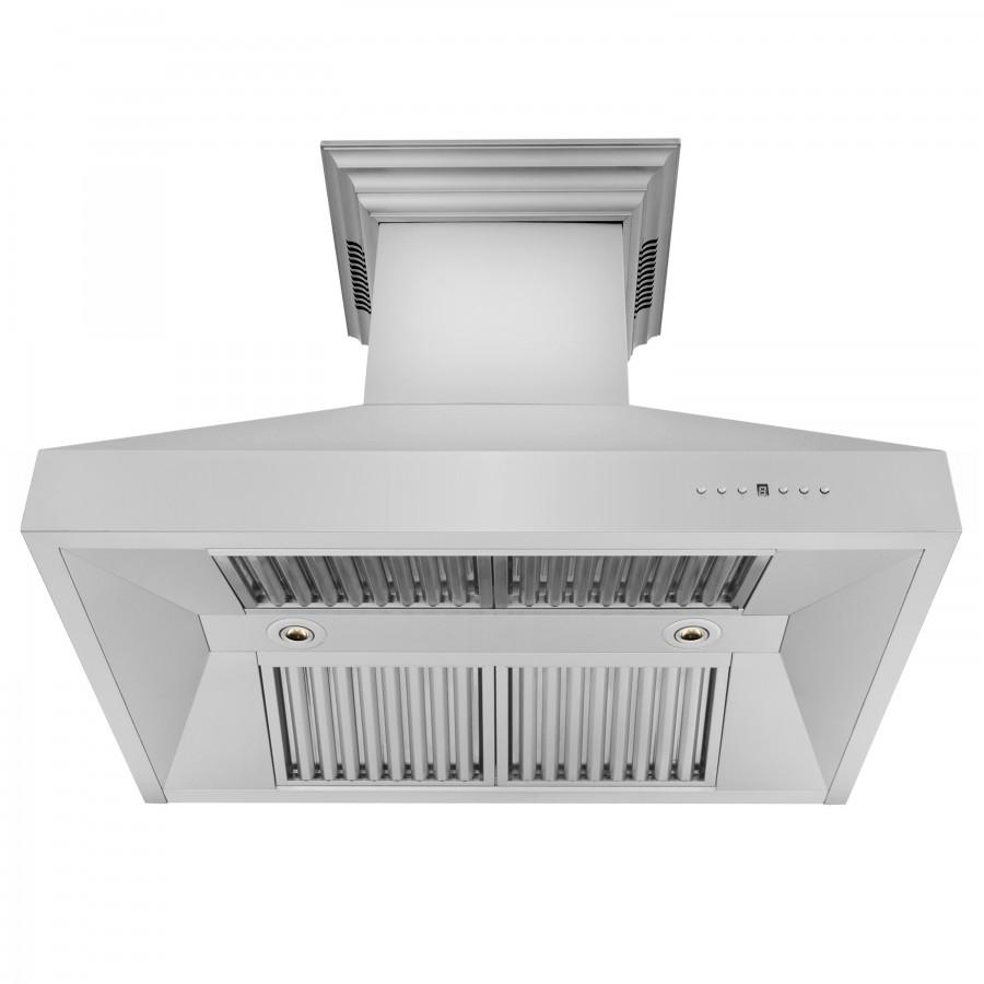 ZLINE 36" Professional Wall Range Hood, Built-in CrownSound® Bluetooth Speakers, 667CRN-BT-36