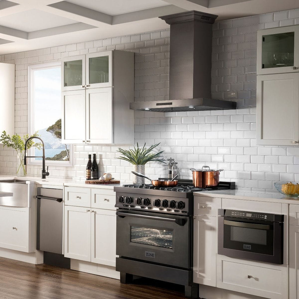 ZLINE 36" Range Hood, Black Stainless Steel, Speakers, BSKENCRN-BT-36