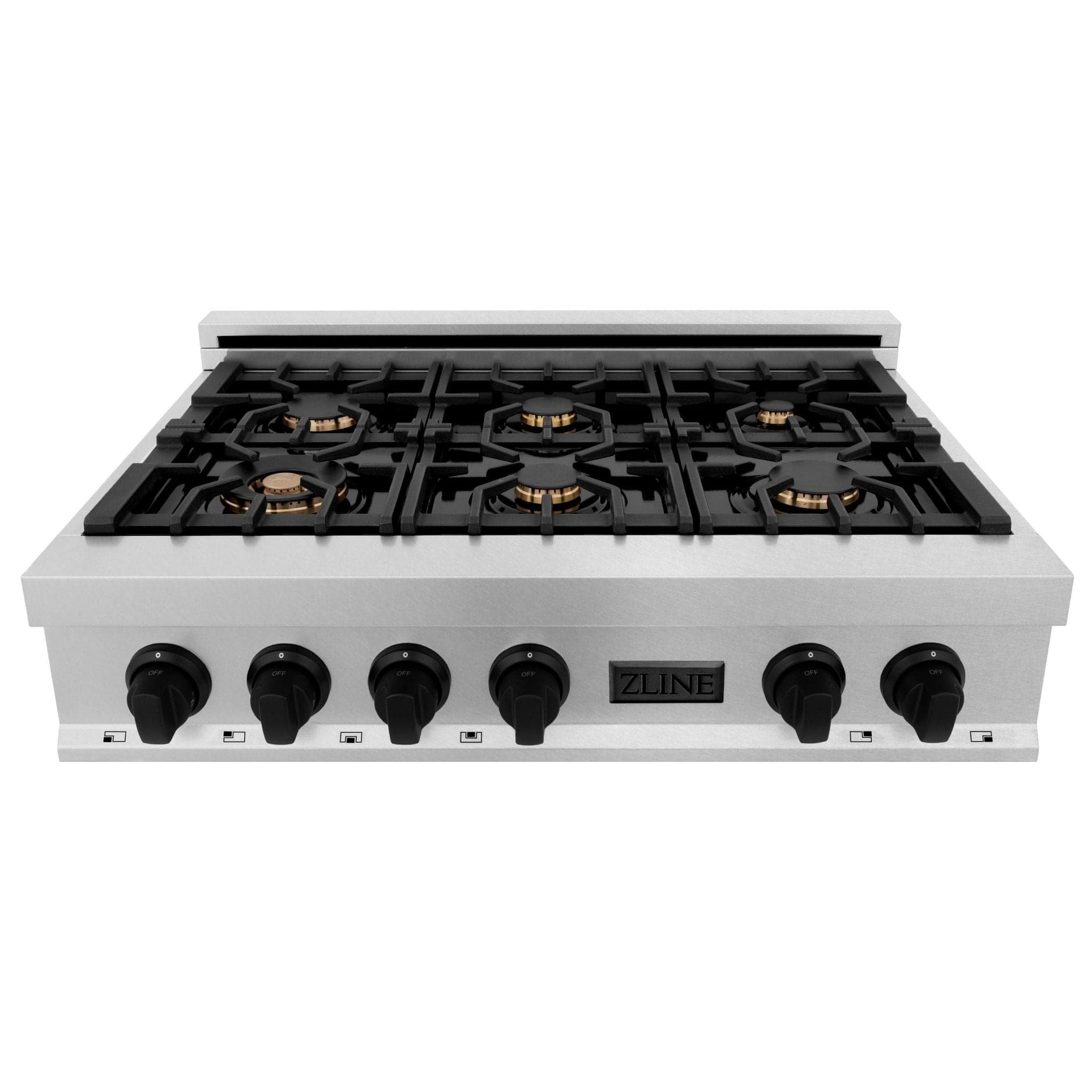 ZLINE 36" Rangetop, DuraSnow Stainless, MatteBlack Accents, RTSZ-36-MB
