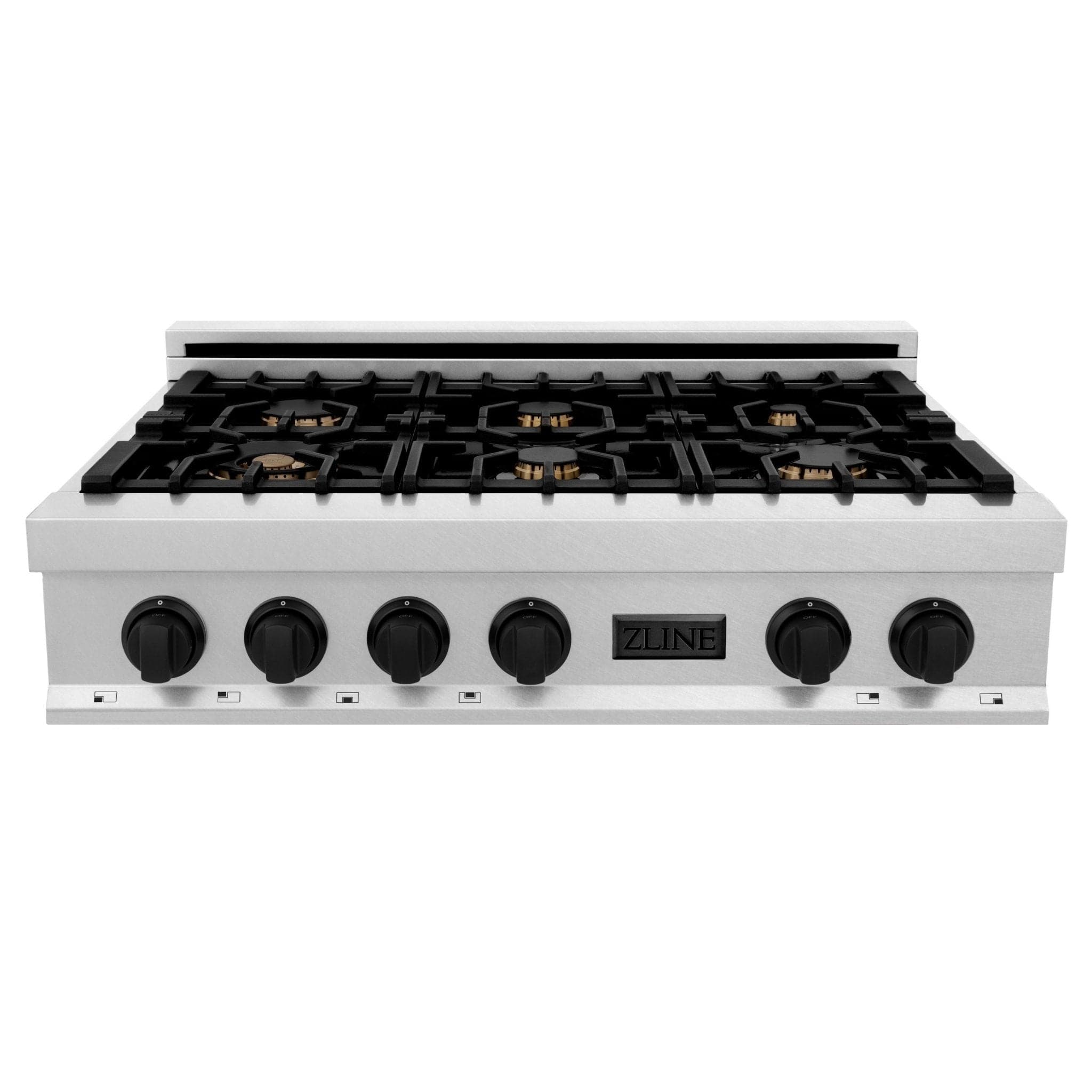 ZLINE 36" Rangetop, DuraSnow Stainless, MatteBlack Accents, RTSZ-36-MB