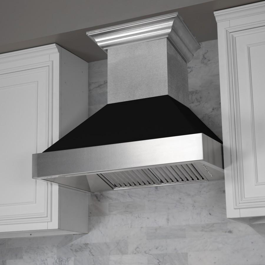 ZLINE 36" Snow Finish Wall Range Hood, Black Matte Shell, 8654BLM-36