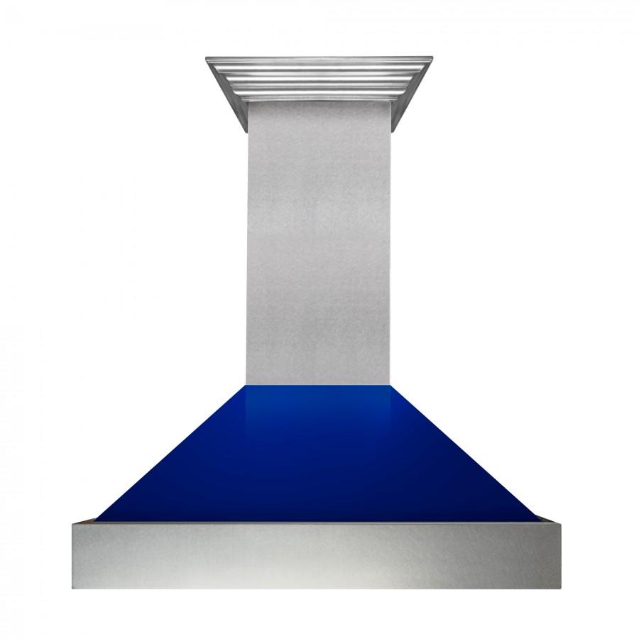 ZLINE 36" Snow Finish Wall Range Hood, Blue Gloss Shell, 8654BG-36