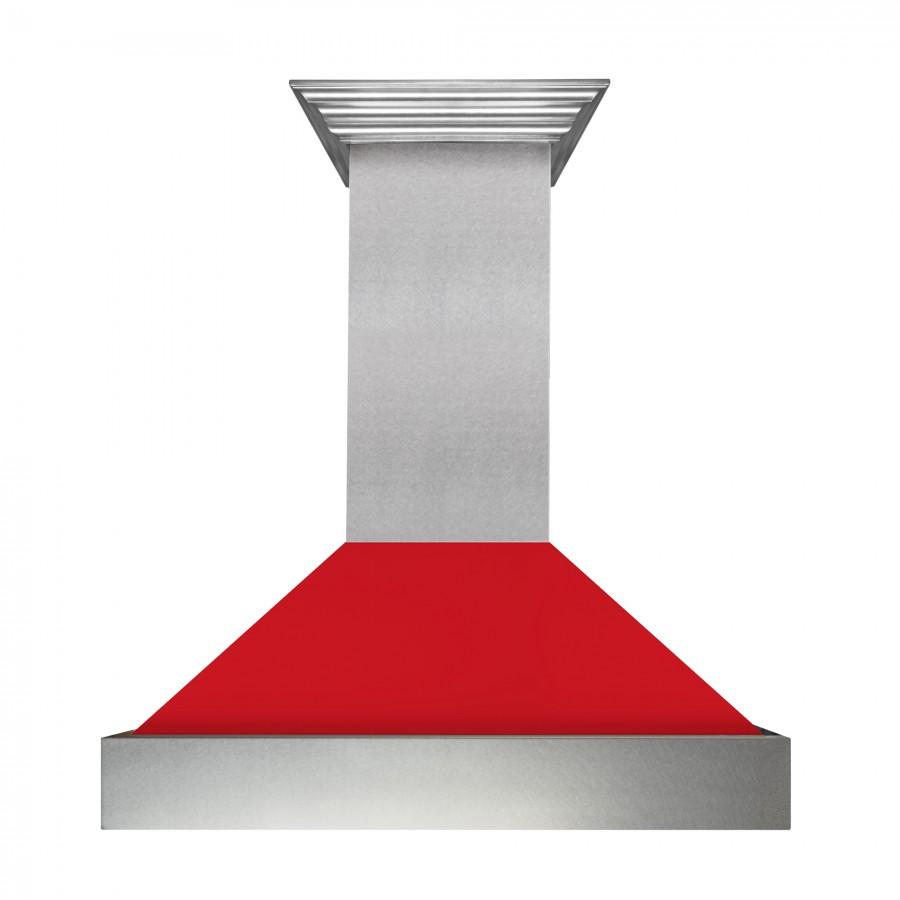 ZLINE 36" Snow Finish Wall Range Hood, Red Matte Shell, 8654RM-36