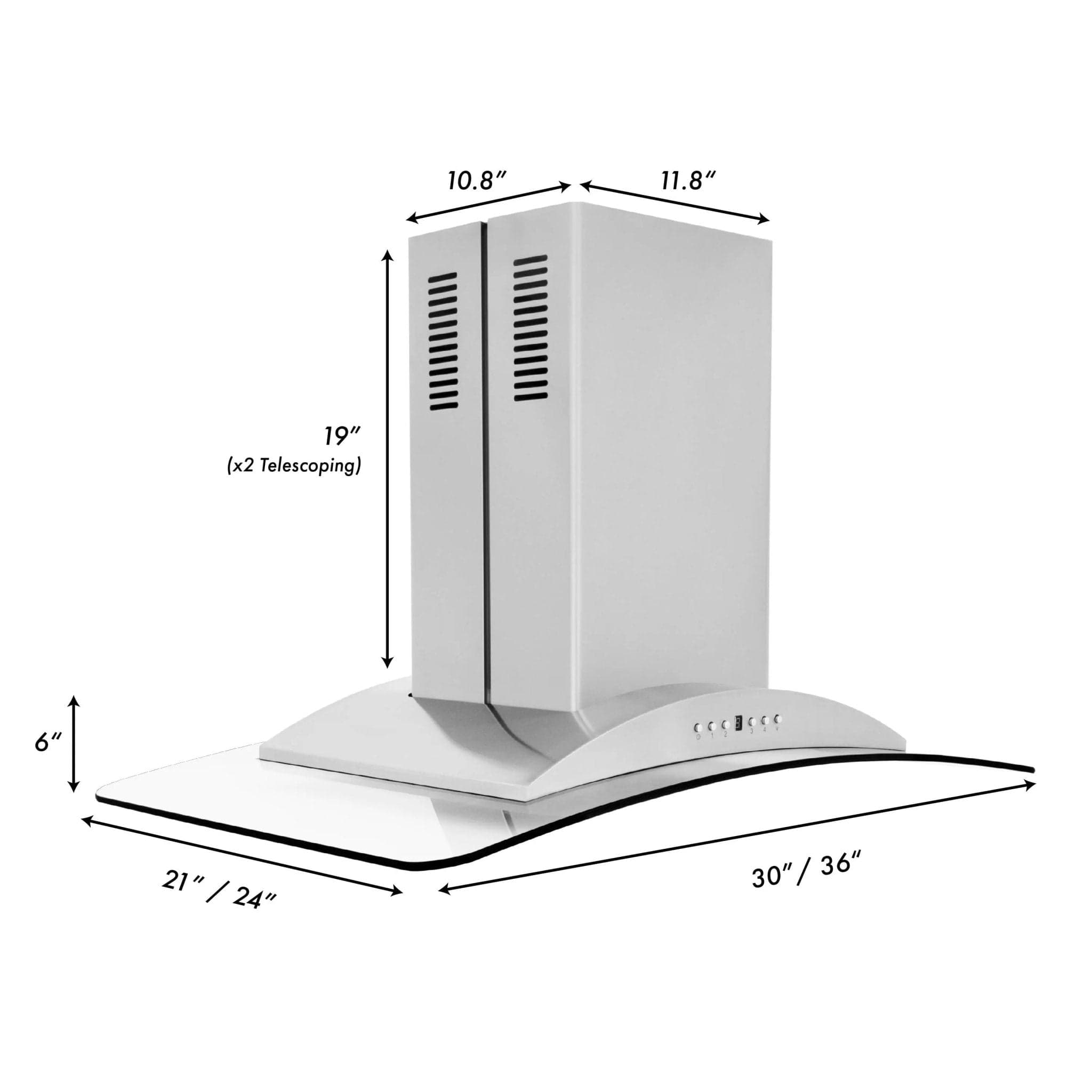 ZLINE 36" Stainless Steel Island Range Hood, GL9i-36