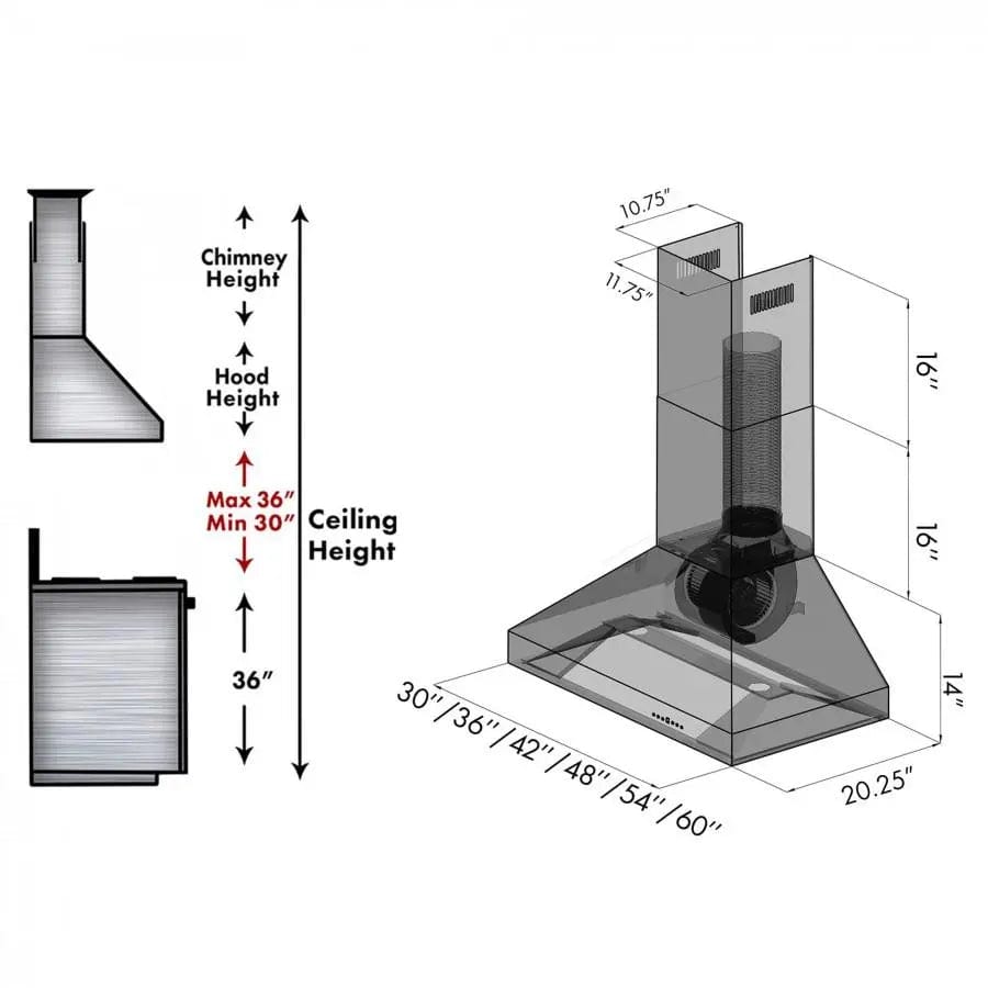 ZLINE 36" Stainless Steel Wall Range Hood 597-36