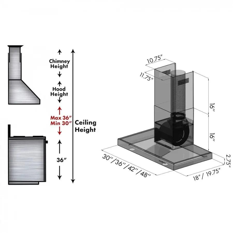 ZLINE 36" Stainless Steel Wall Range Hood KE-36