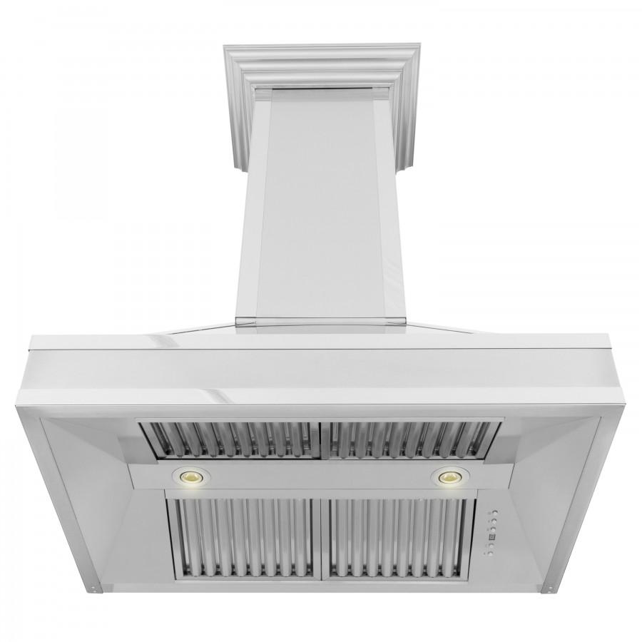 ZLINE 36" Wall Range Hood, DuraSnow Stainless, Mirror Accents, 655MR-36
