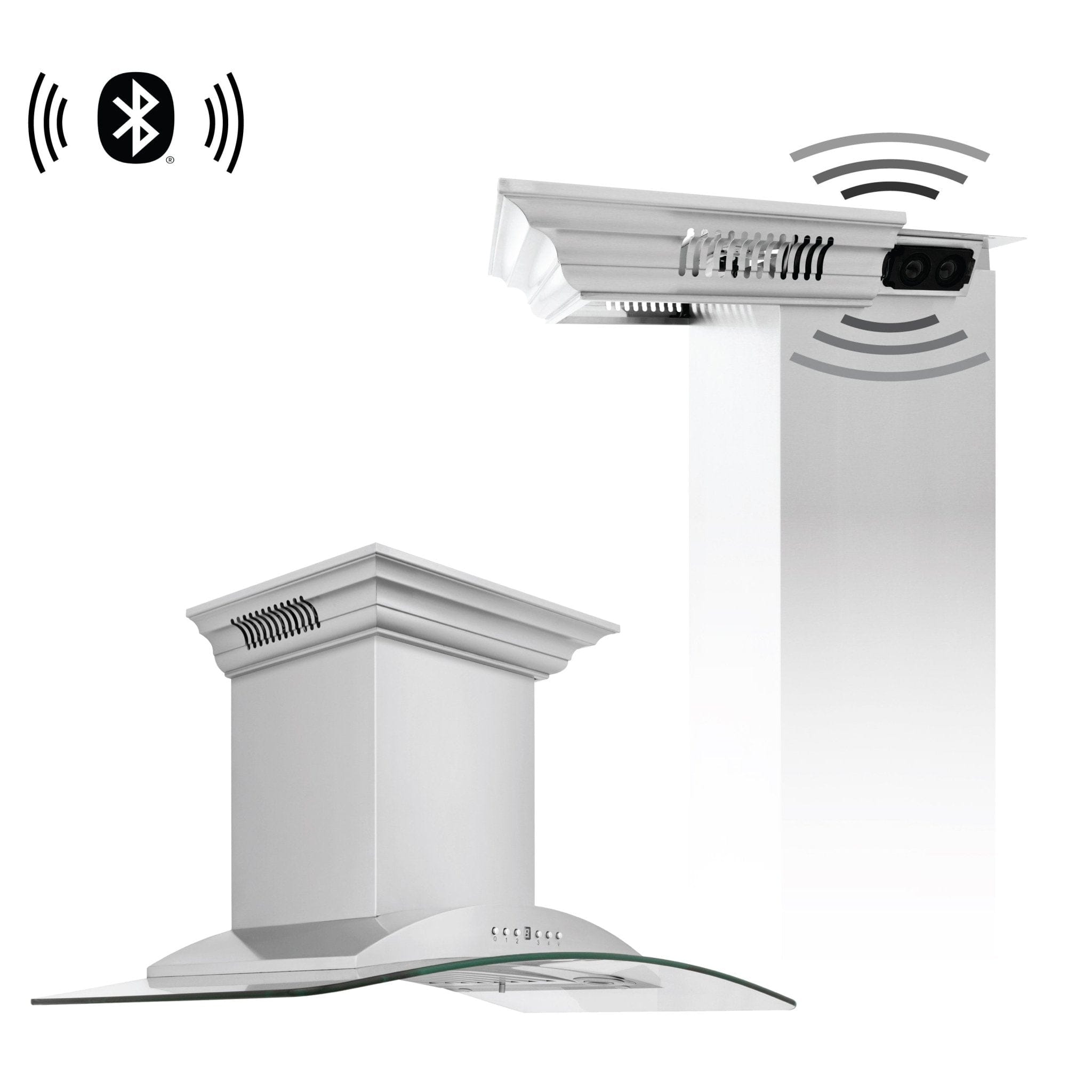 ZLINE 36" Wall Range Hood, Stainless, Bluetooth Speakers, KNCRN-BT-36