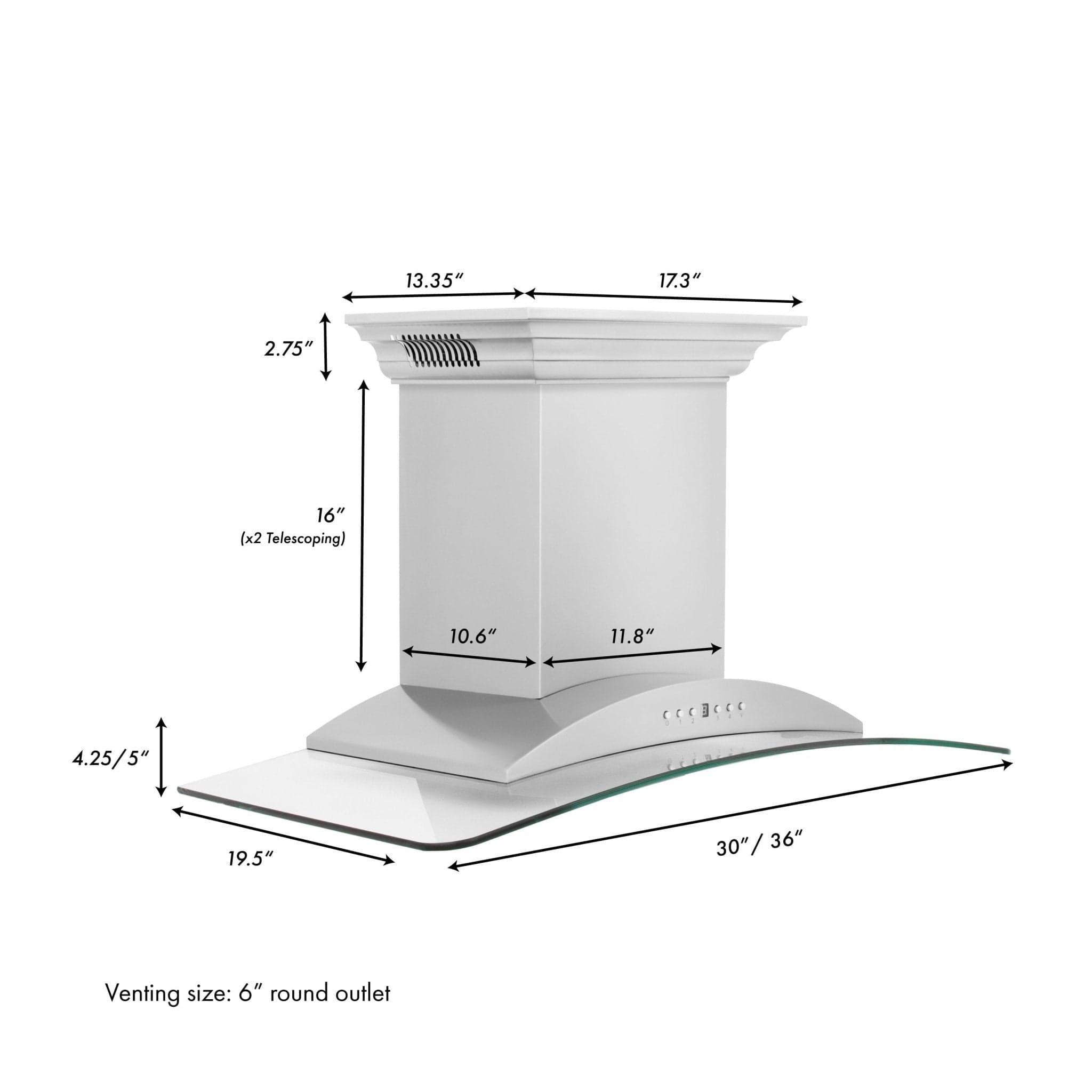 ZLINE 36" Wall Range Hood, Stainless, Bluetooth Speakers, KNCRN-BT-36
