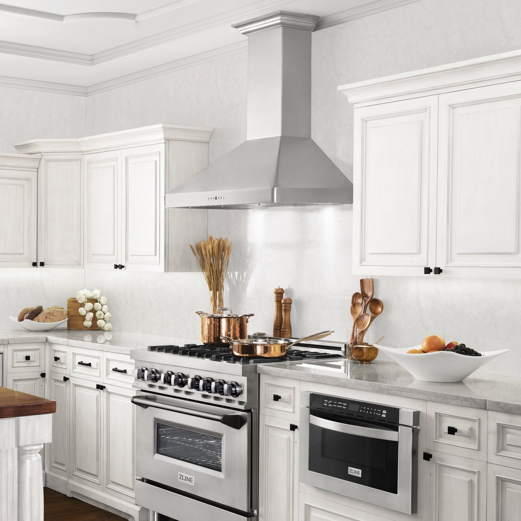 ZLINE 36" Wall RangeHood, Stainless, CrownSound Speakers, KF2CRN-BT-36