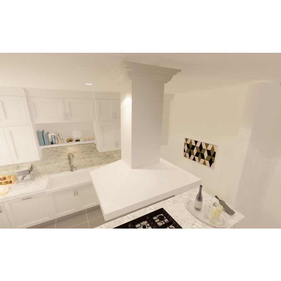 ZLINE 36" Wooden Island Range Hood in Cottage White, KBiTT-36