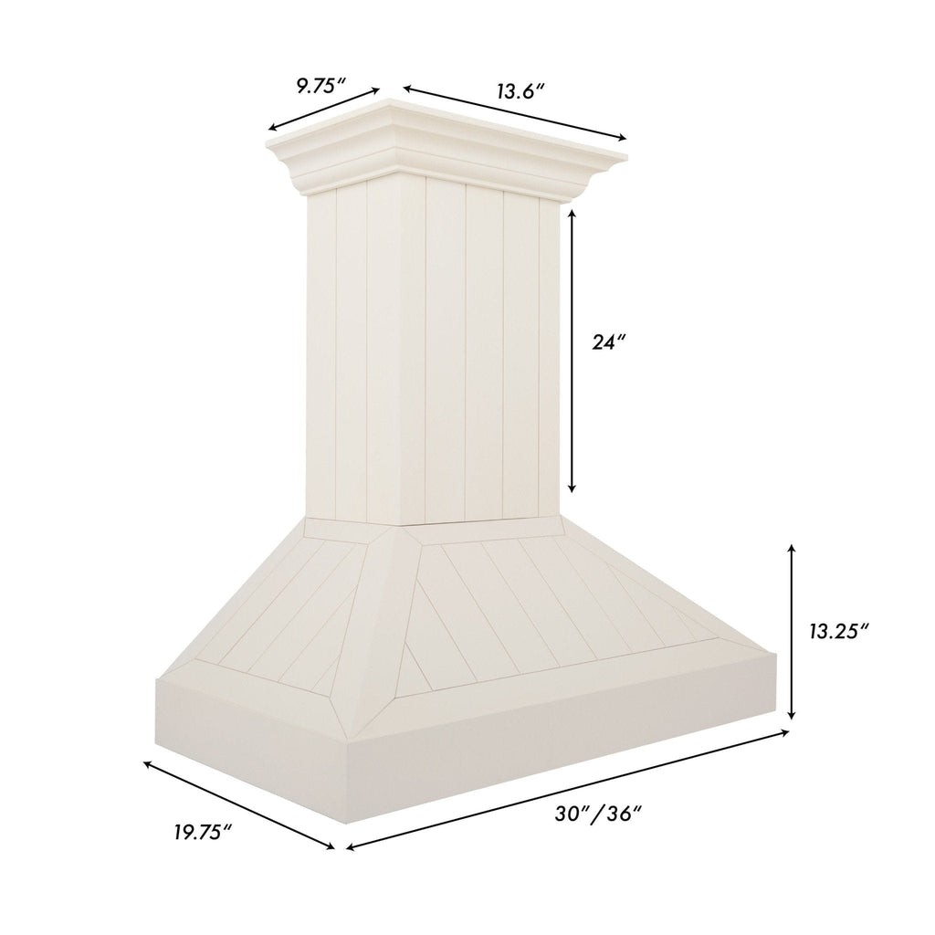ZLINE 36" Wooden Wall Mount Range Hood in Cottage White, KPTT-36
