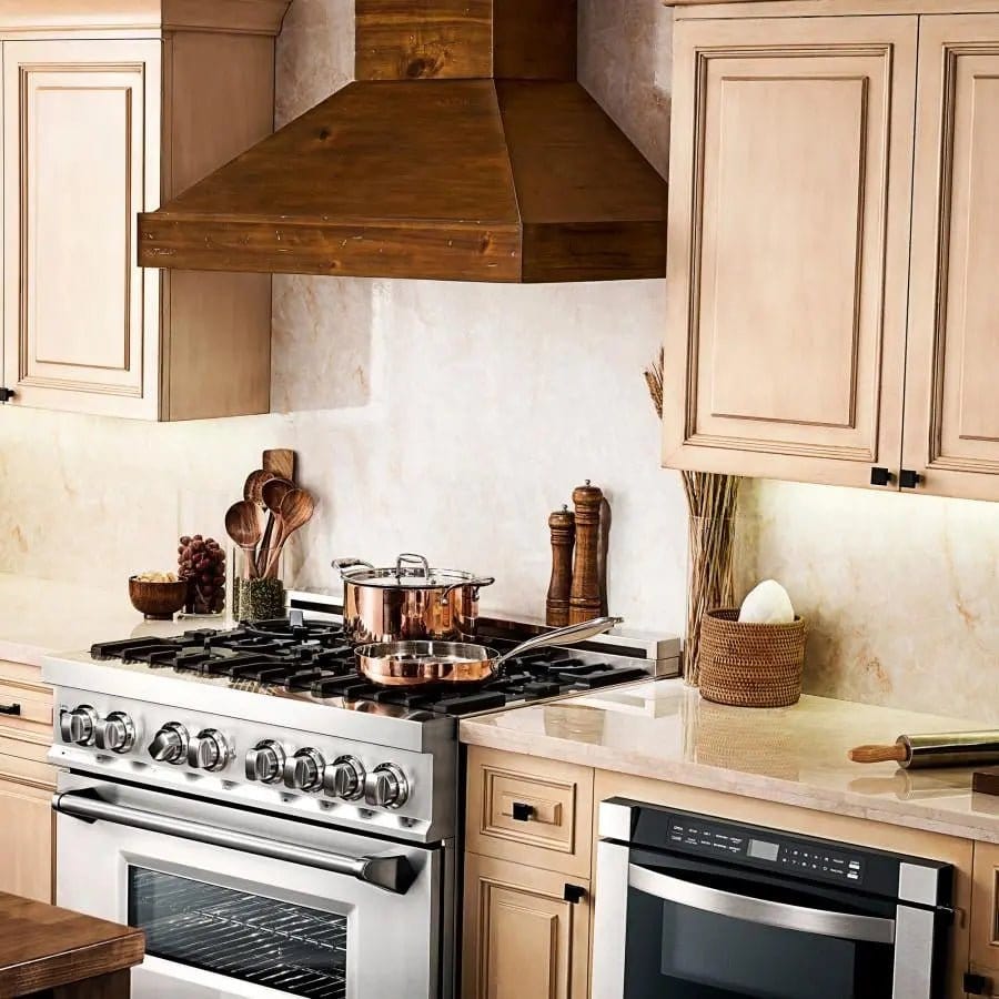 ZLINE 36" Wooden Wall Range Hood in Walnut, KBRR-36