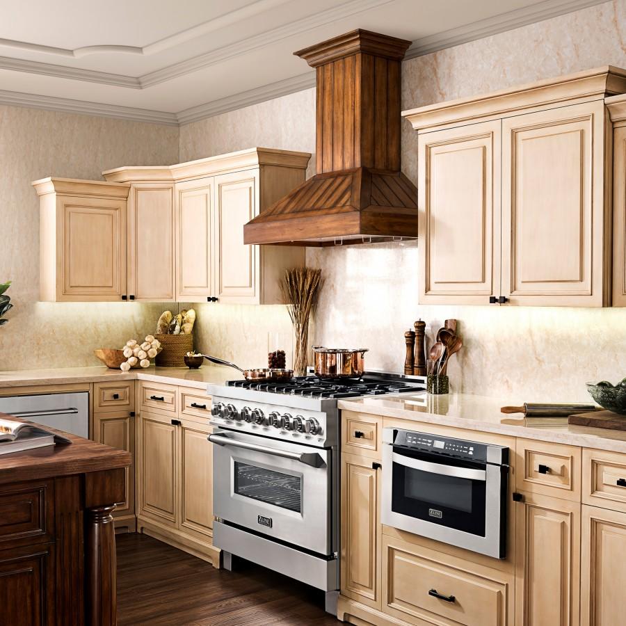 ZLINE 36" Wooden Wall Range Hood, Rustic Light, KPLL-36