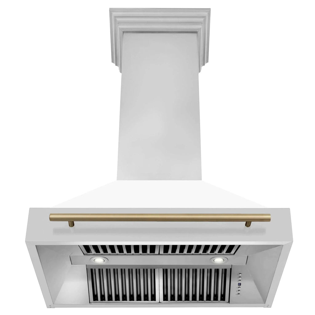 ZLINE 36"Stainless Steel Range Hood, White Matte Shell, 8654STZ-36-CB