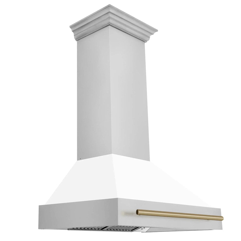ZLINE 36"Stainless Steel Range Hood, White Matte Shell, 8654STZ-36-CB