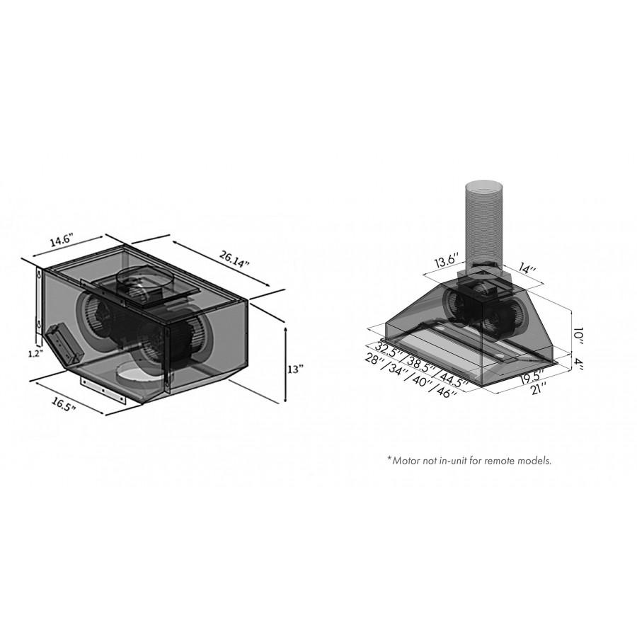 ZLINE 40" Remote Dual Blower Stainless Range Hood Insert, 721-RD-40