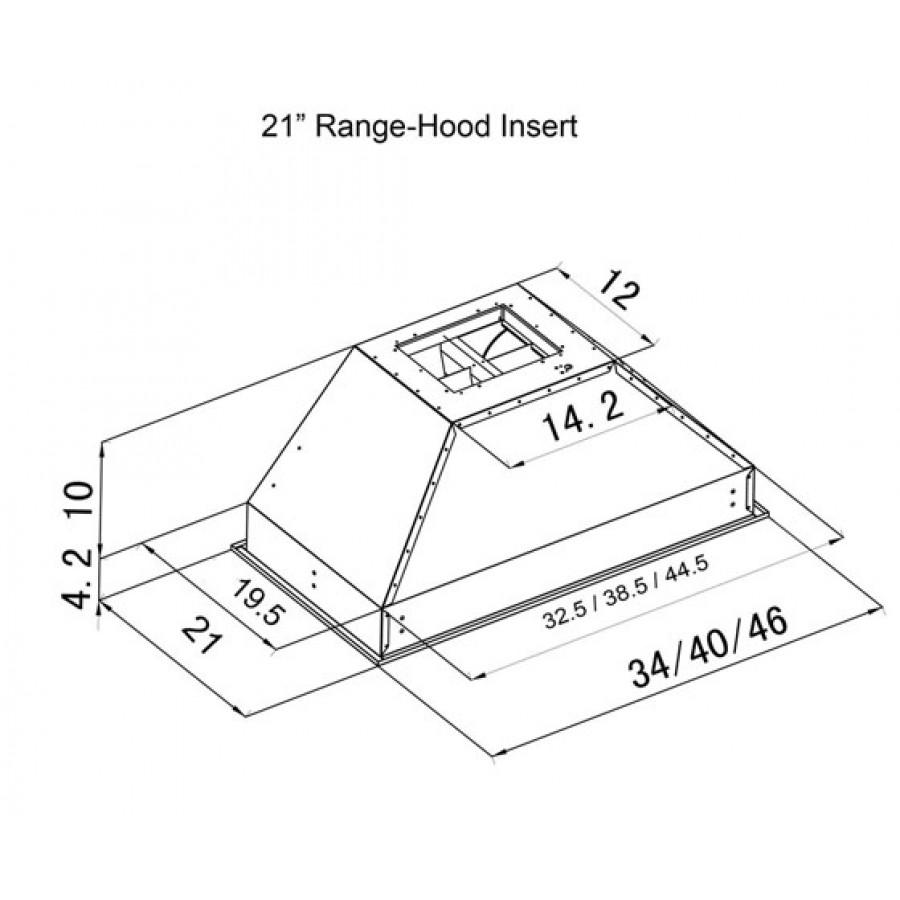 ZLINE 40" Stainless Steel Under Cabinet Range Hood Insert, 721-40