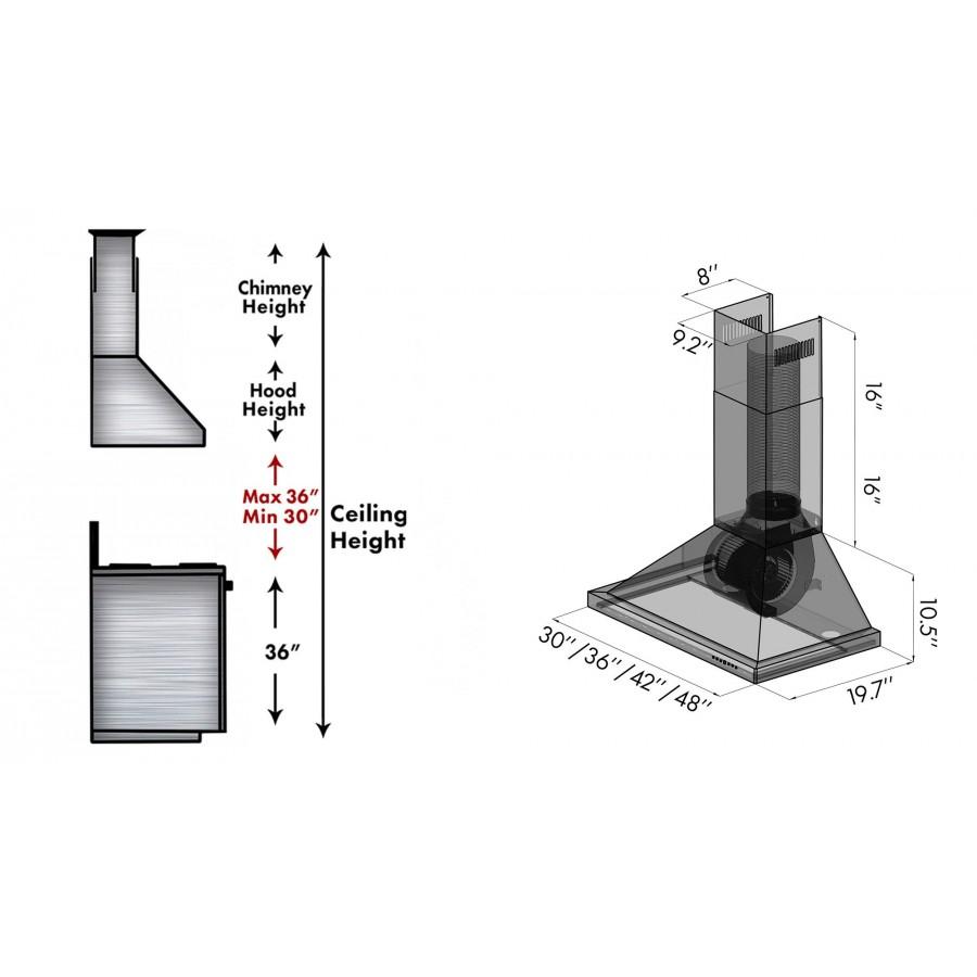 ZLINE 42" Outdoor/Indoor Stainless Steel Wall Range Hood, KB-304-42
