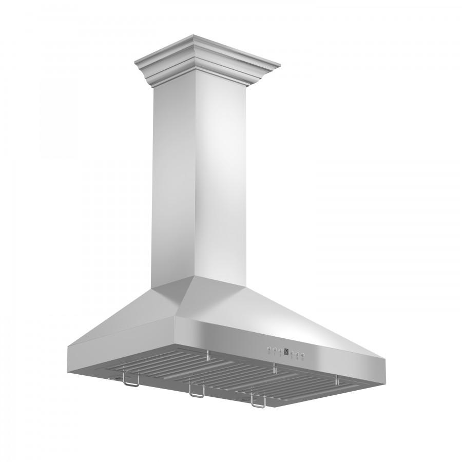 ZLINE 42" Stainless Steel Wall Range Hood, Crown Molding, KL3CRN-42