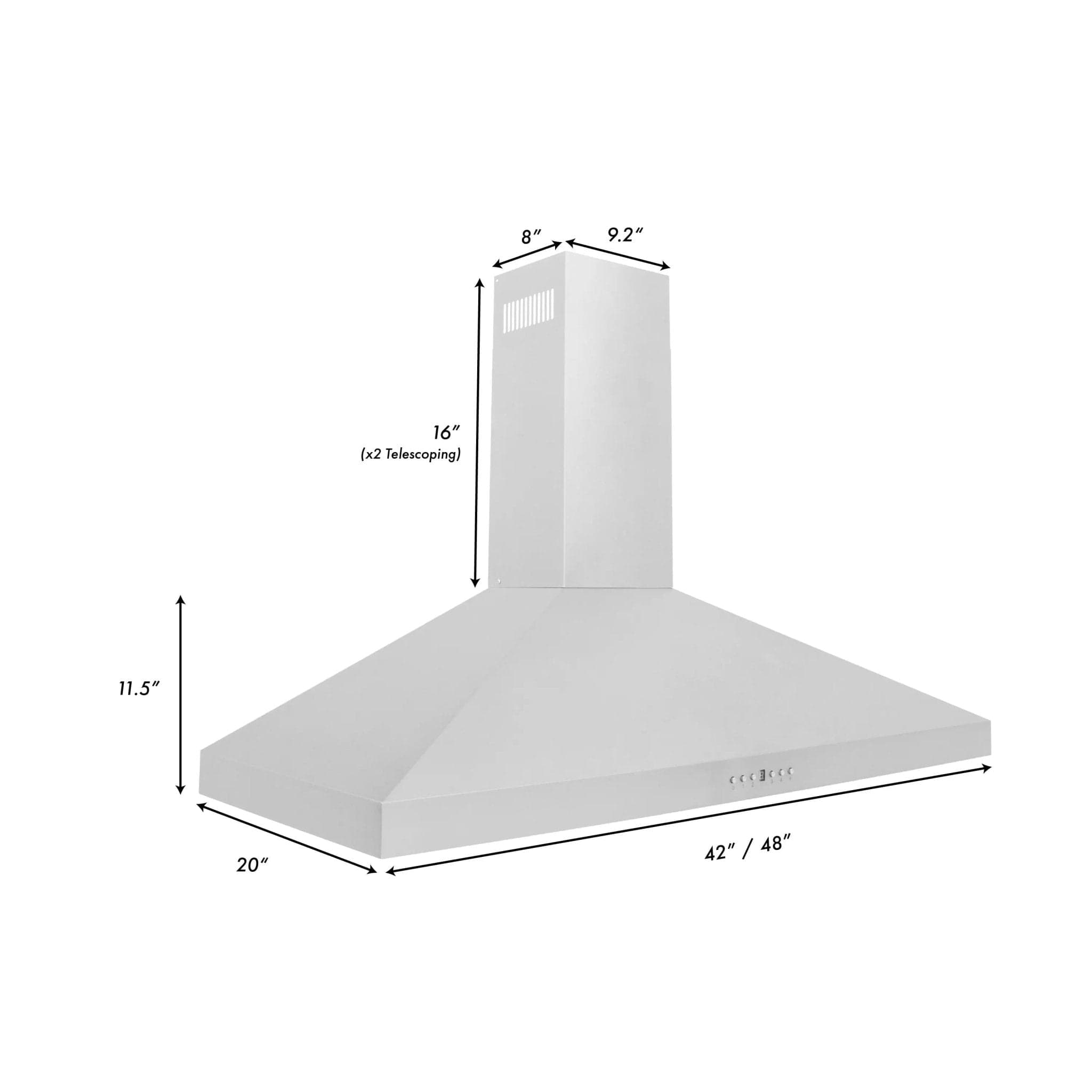 ZLINE 42" Stainless Steel Wall Range Hood KL3-42