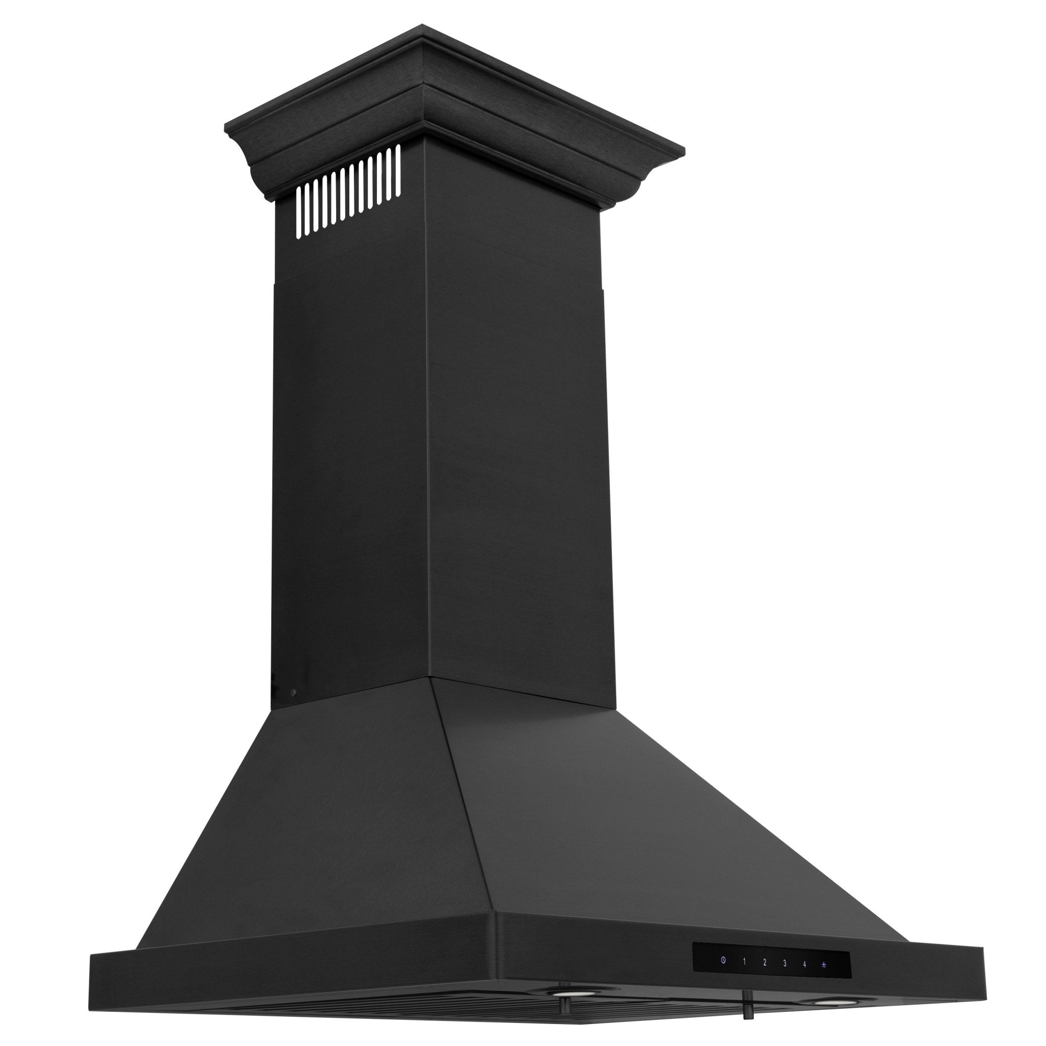 ZLINE 42" Wall Range Hood, Black Stainless, Crown Molding, BSKBNCRN-42