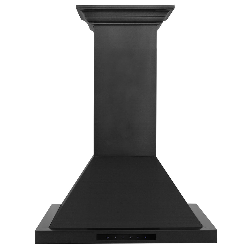 ZLINE 42" Wall Range Hood, Black Stainless, Crown Molding, BSKBNCRN-42