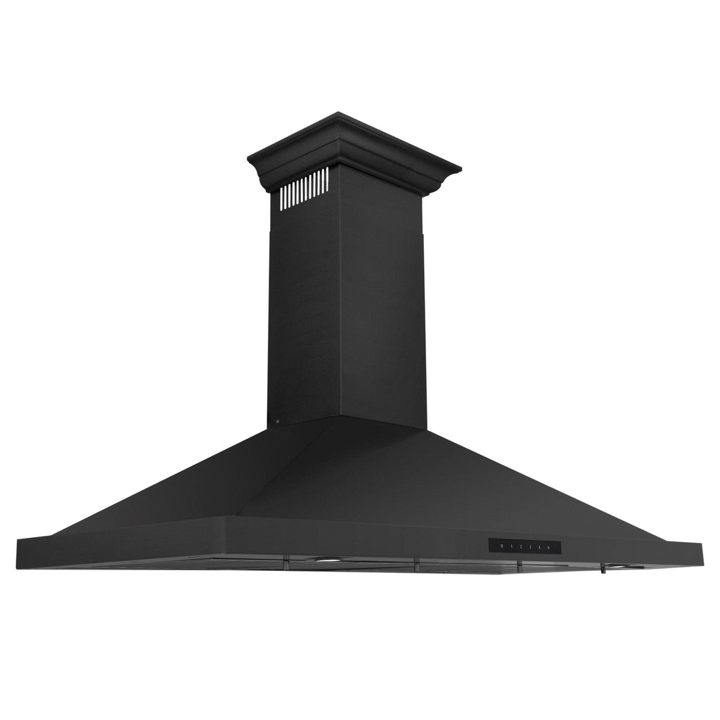 ZLINE 42" Wall Range Hood, Black Stainless, Crown Molding, BSKBNCRN-42