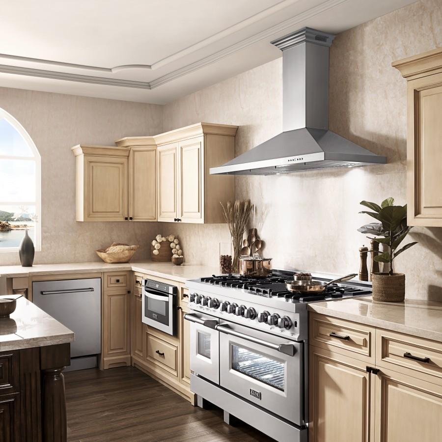 ZLINE 42" Wall Range Hood, Built-in CrownSound® Bluetooth Speakers, KBCRN-BT-42